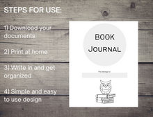 Load image into Gallery viewer, Book Journal Printable
