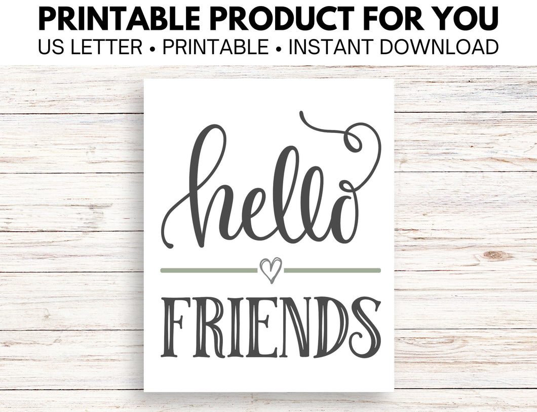 Hello Friends Printable Instant Download