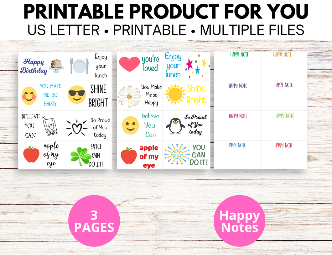 Lunch Box Happy Notes Printable