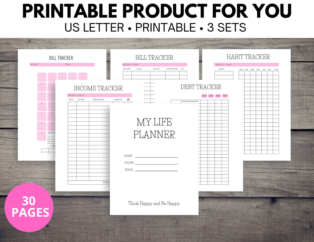 Life Planner Printable Pink