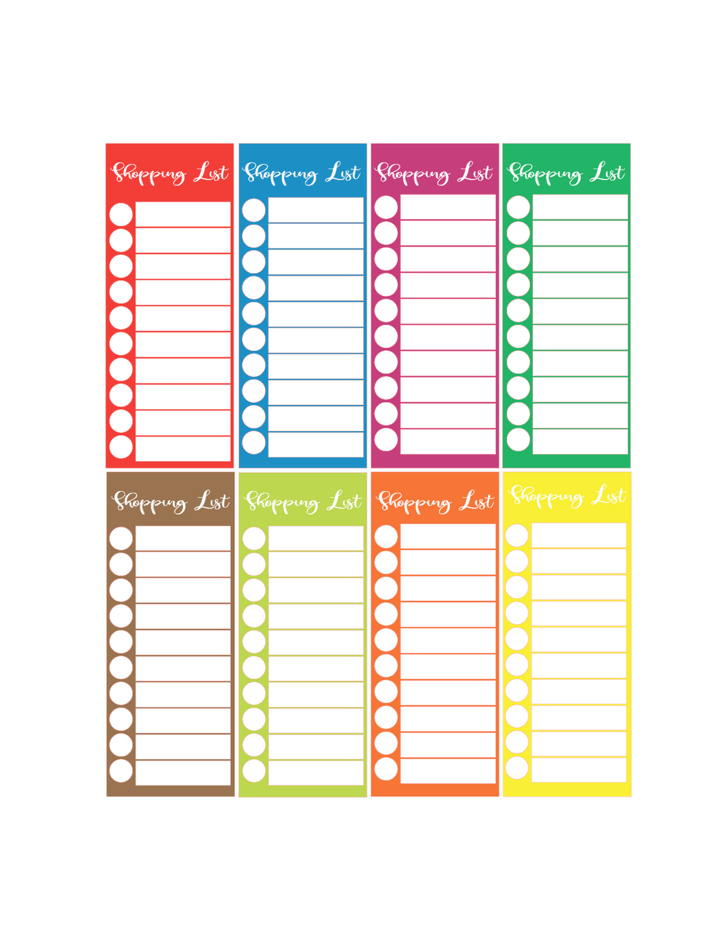 Shopping List Stickers